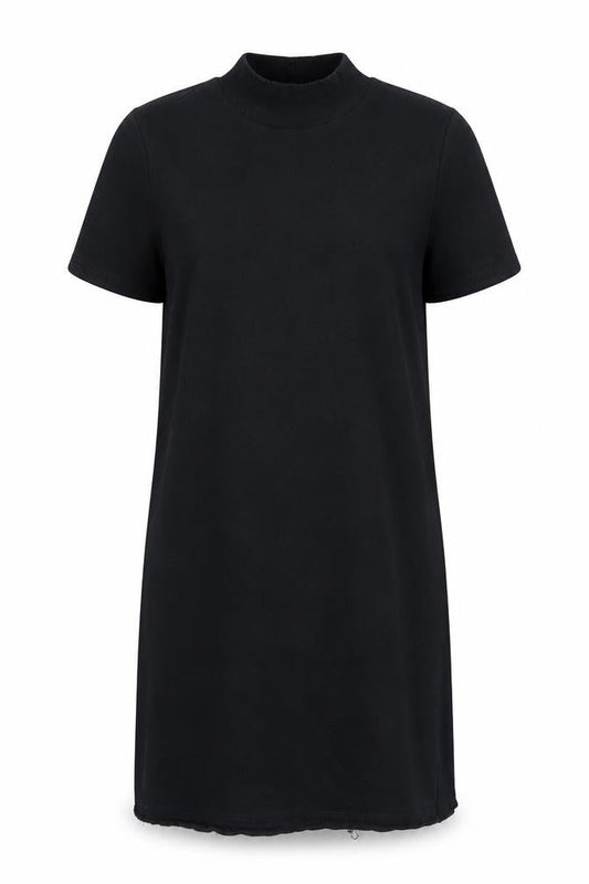 Zara Womens Black Cotton T-Shirt Dress Size S Mock Neck Pullover