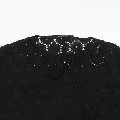 Zanzea Womens Black Cotton Basic Blouse Size 2XL Round Neck