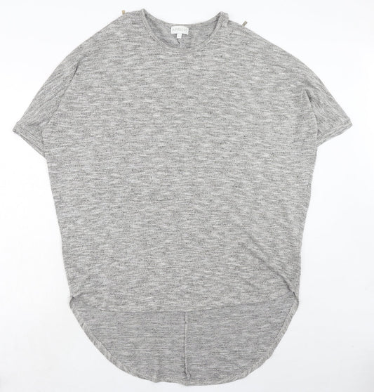 Apricot Womens Grey Geometric Polyester Basic Blouse Size L Round Neck