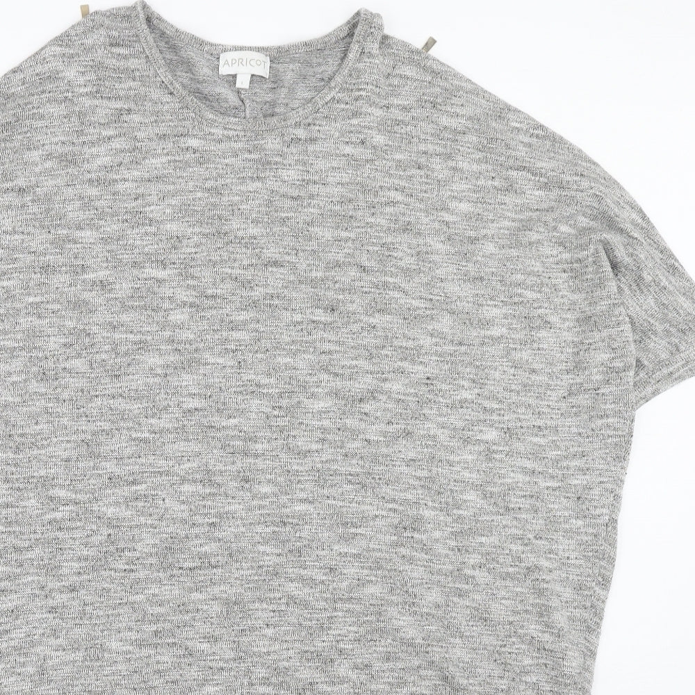 Apricot Womens Grey Geometric Polyester Basic Blouse Size L Round Neck