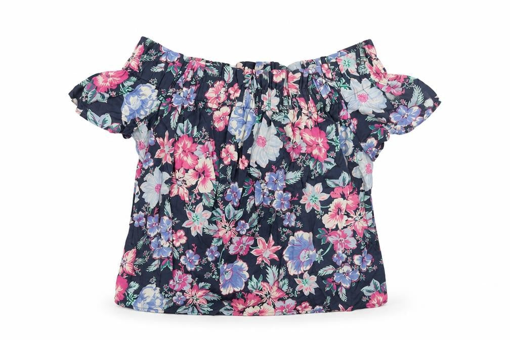 Gap Womens Multicoloured Floral Cotton Basic Blouse Size S Off the Shoulder
