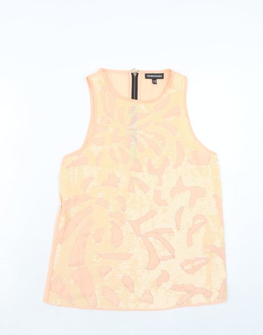 Warehouse Womens Pink Polyester Basic Tank Size 10 Round Neck