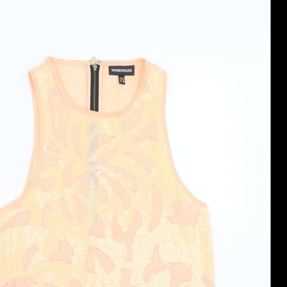 Warehouse Womens Pink Polyester Basic Tank Size 10 Round Neck