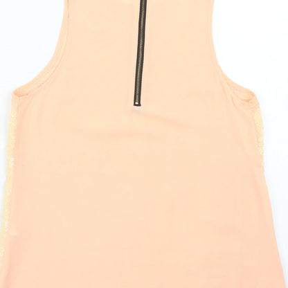 Warehouse Womens Pink Polyester Basic Tank Size 10 Round Neck