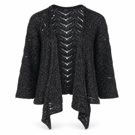 Bonmarché Womens Black V-Neck Acrylic Cardigan Jumper Size S