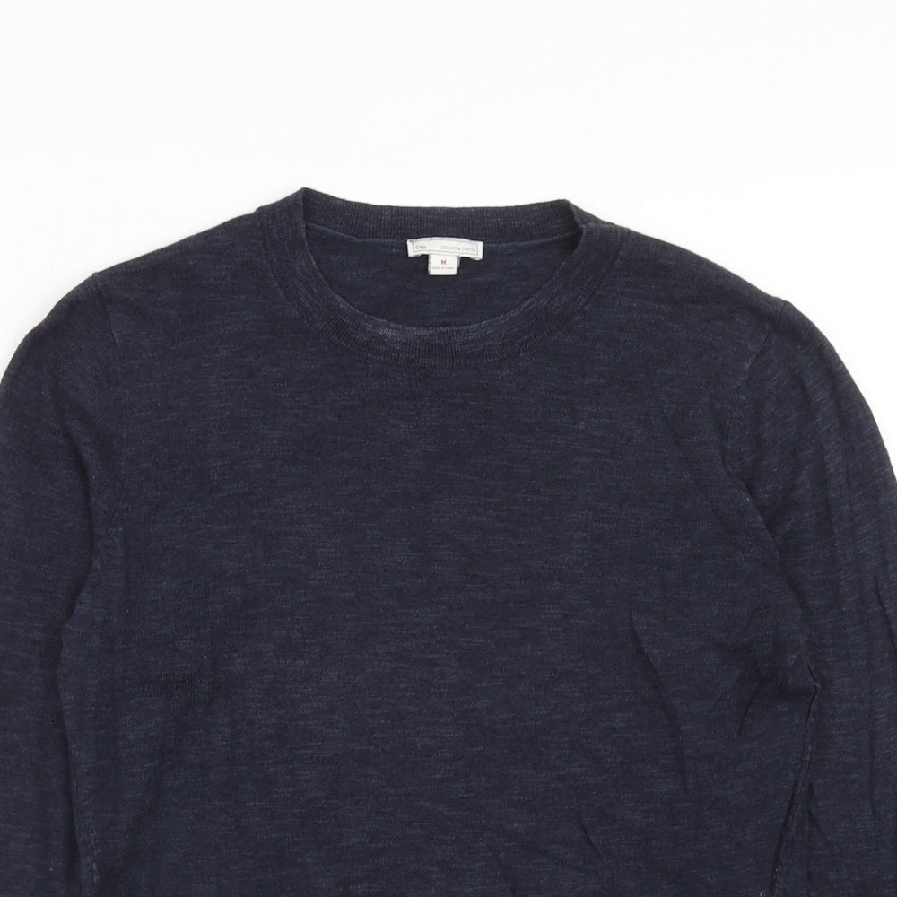 Gap Womens Blue Round Neck Acrylic Pullover Jumper Size M