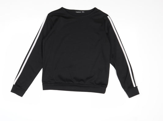 Boohoo Womens Black Polyester Pullover Sweatshirt Size 8 Pullover