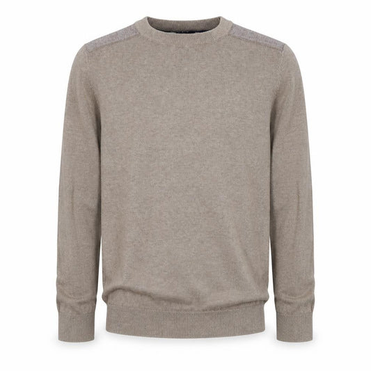 New Look Mens Beige Round Neck Cotton Pullover Jumper Size S Long Sleeve