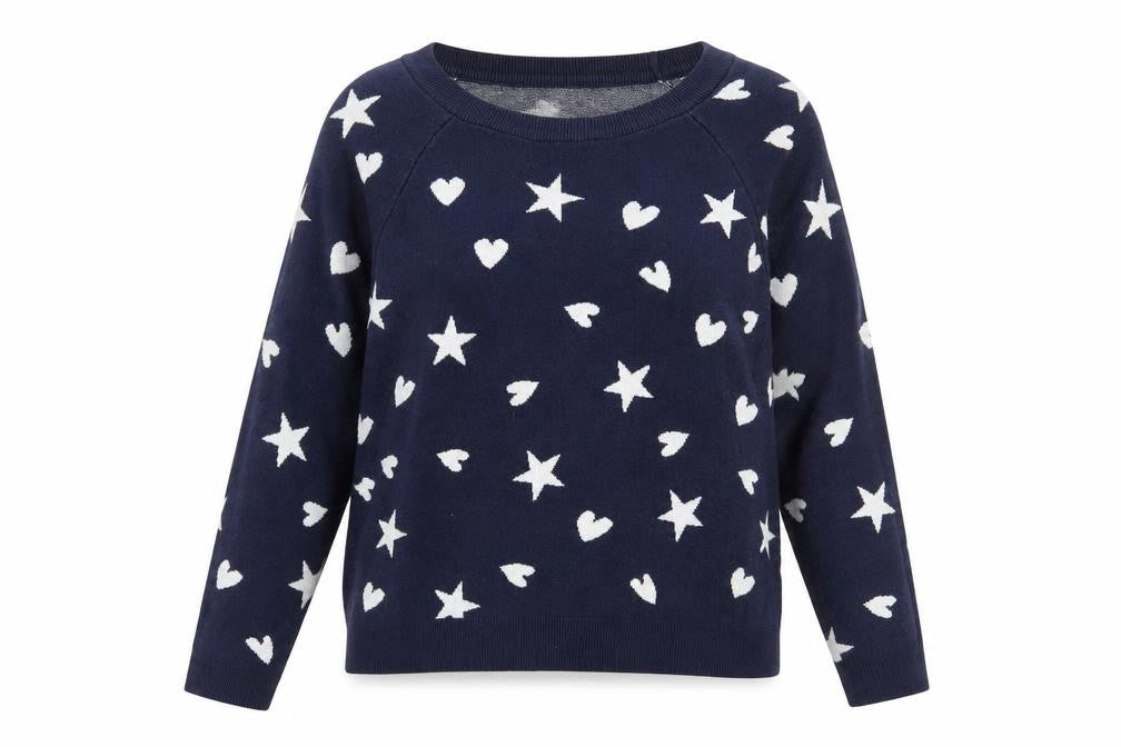 NEXT Womens Blue Geometric Viscose Pullover Sweatshirt Size M Pullover - Love Hearts and Stars