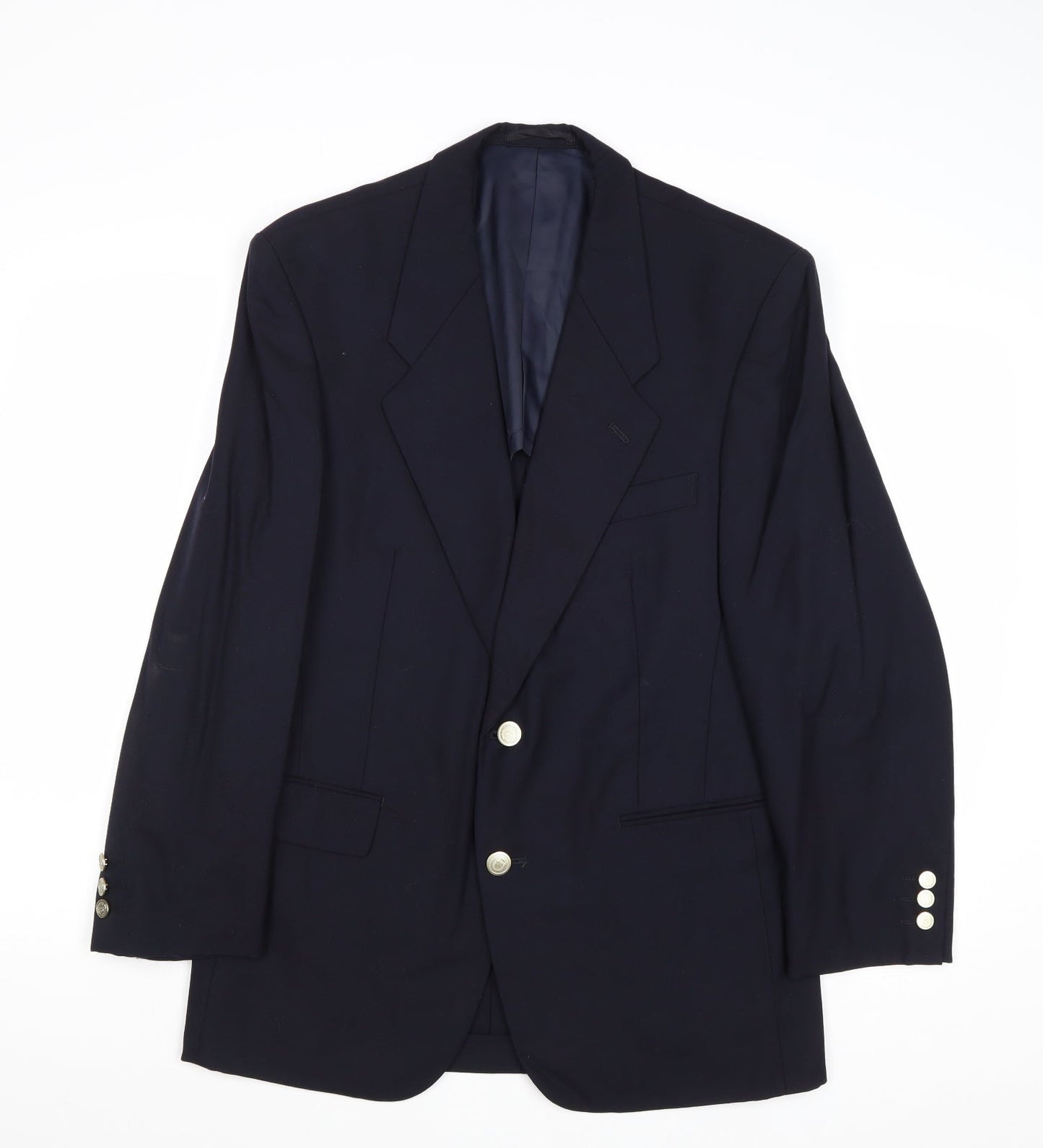 Master Jackie Mens Blue Wool Jacket Blazer Size 38 Regular
