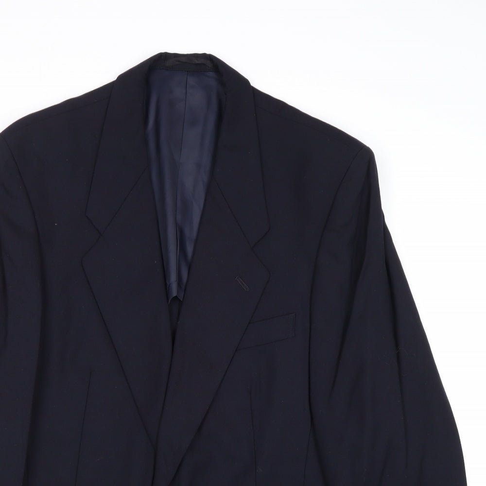 Master Jackie Mens Blue Wool Jacket Blazer Size 38 Regular