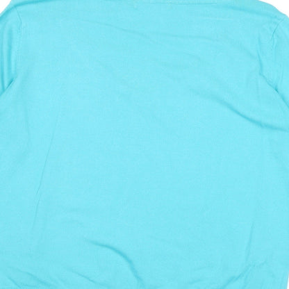 M&Co Womens Blue V-Neck Cotton Pullover Jumper Size L