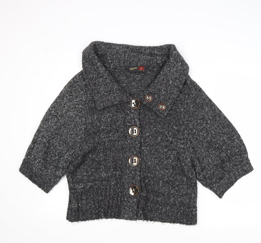 Stephen Y Womens Grey Collared Acrylic Cardigan Jumper Size M - Size M-L