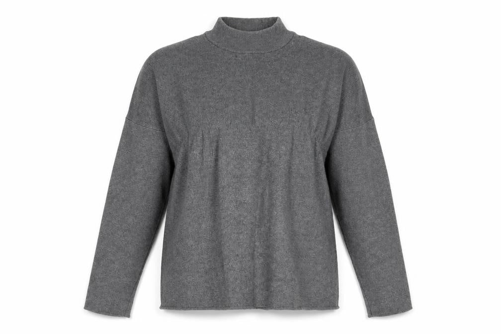 H&M Womens Grey Mock Neck Cotton Pullover Jumper Size S