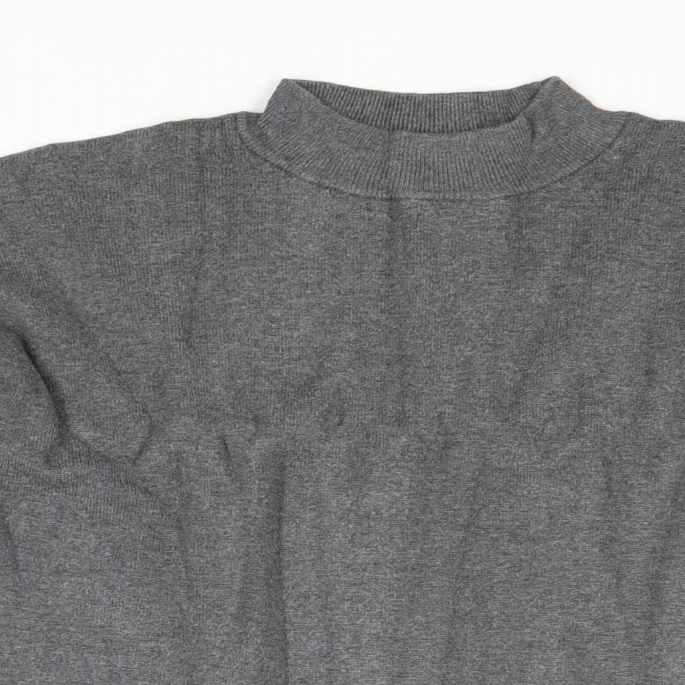 H&M Womens Grey Mock Neck Cotton Pullover Jumper Size S