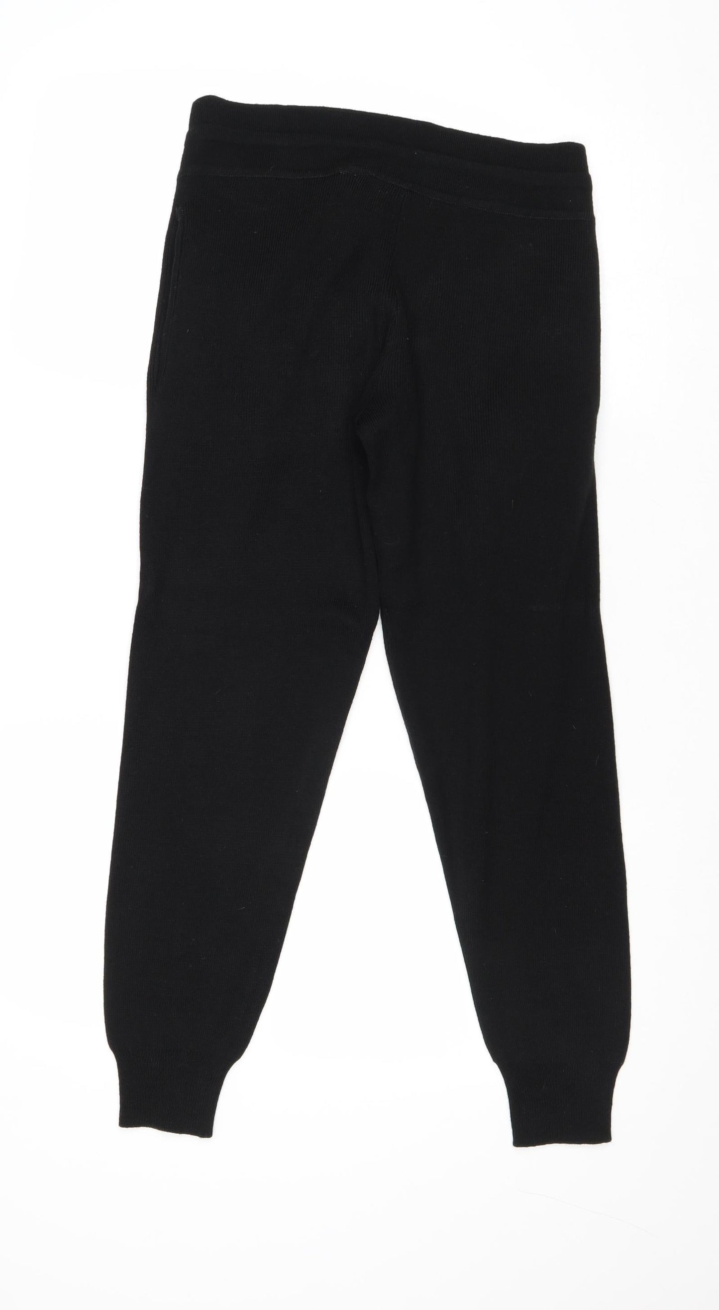 Boohoo Womens Black Acrylic Jogger Trousers Size XS Regular Tie