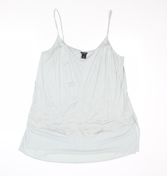 Lindex Womens Blue Polyester Basic Tank Size XL V-Neck