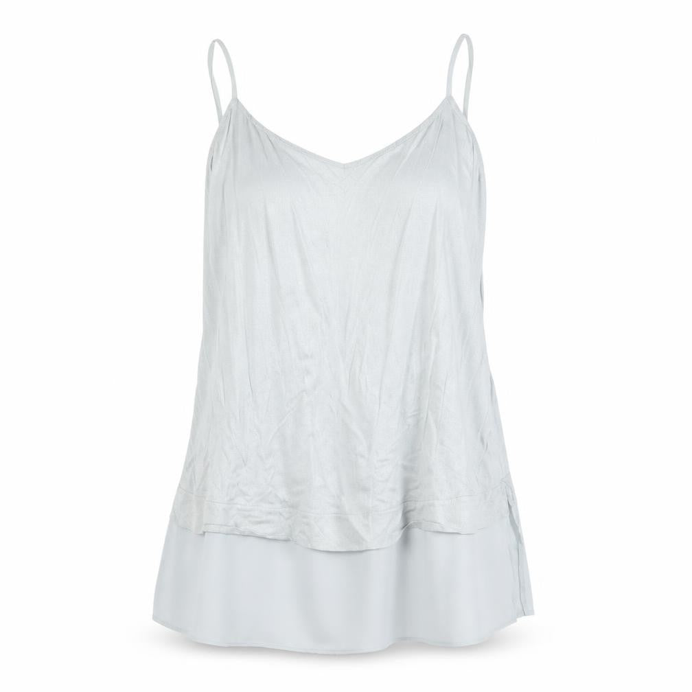 Lindex Womens Blue Polyester Basic Tank Size XL V-Neck