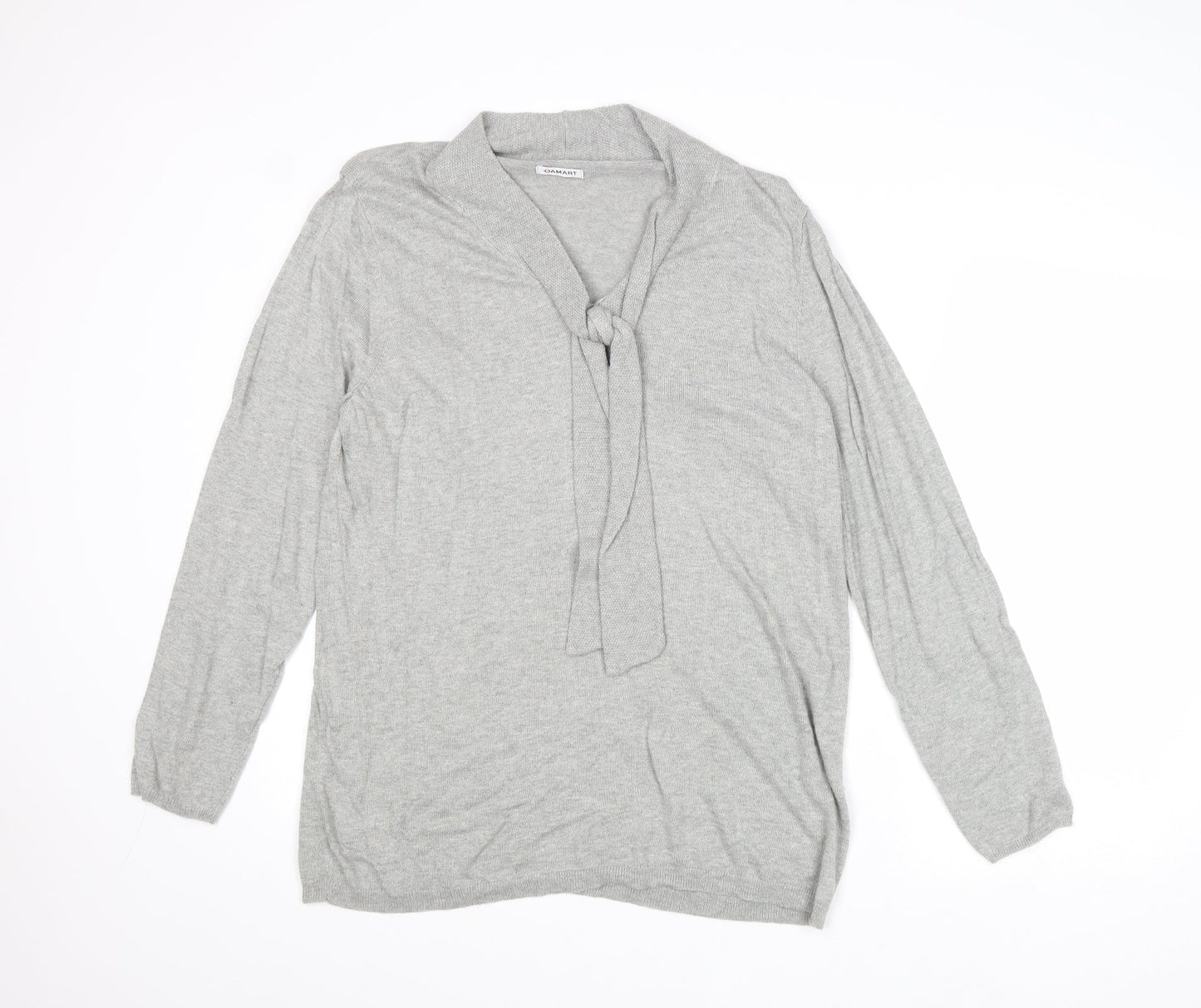 Damart Womens Grey V-Neck Viscose Pullover Jumper Size L