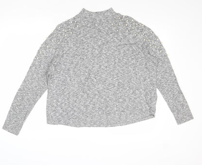 Divided by H&M Womens Grey Mock Neck Polyester Pullover Jumper Size M