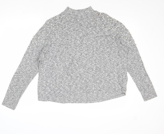 Divided by H&M Womens Grey Mock Neck Polyester Pullover Jumper Size M