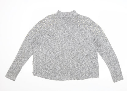 Divided by H&M Womens Grey Mock Neck Polyester Pullover Jumper Size M