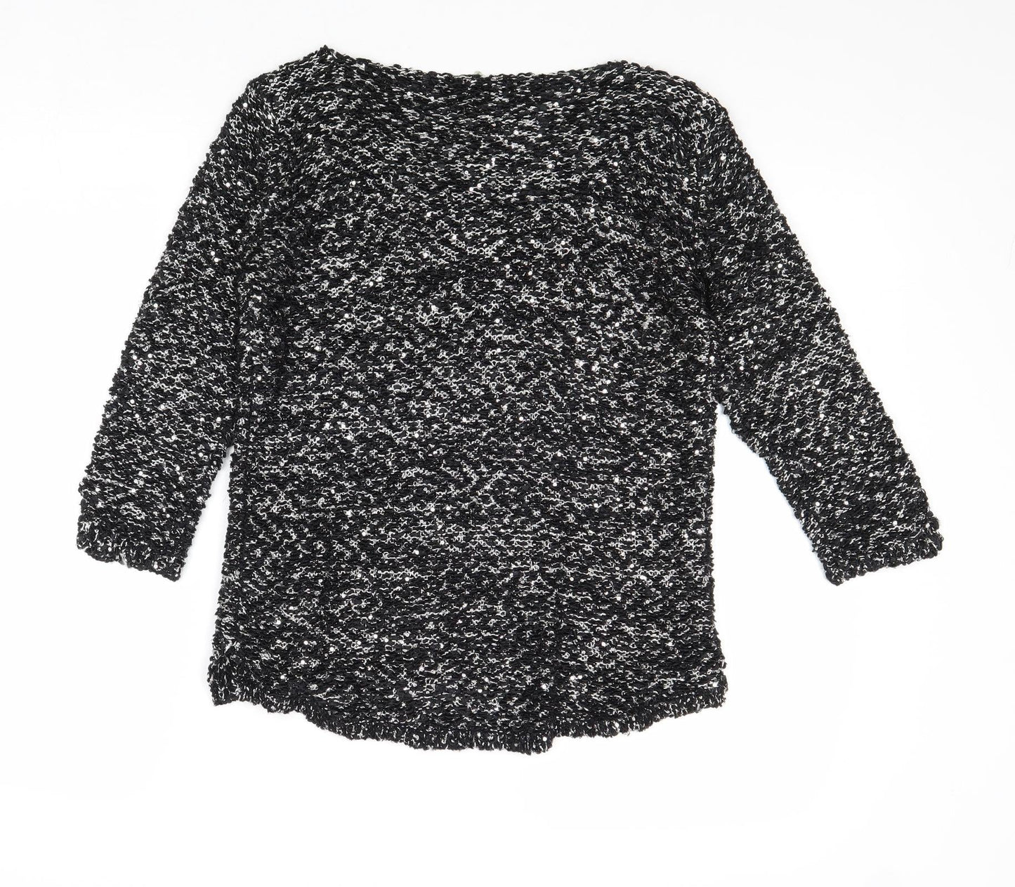 Plaza Italia Womens Black Round Neck Polyester Pullover Jumper Size S