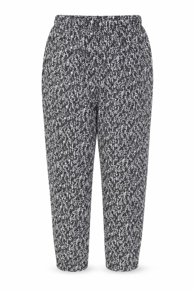 Classic Womens Black Geometric Polyester Trousers Size 12 Regular