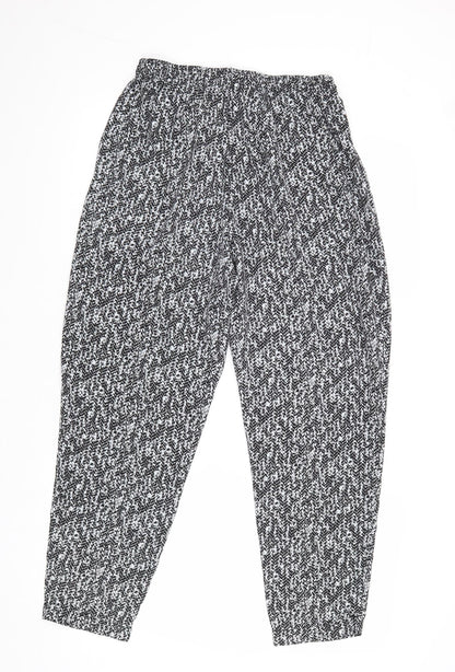 Classics Womens Black Geometric Polyester Trousers Size 12 Regular