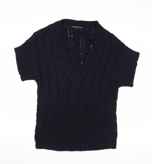 Marks and Spencer Womens Blue V-Neck Cotton Pullover Jumper Size 10