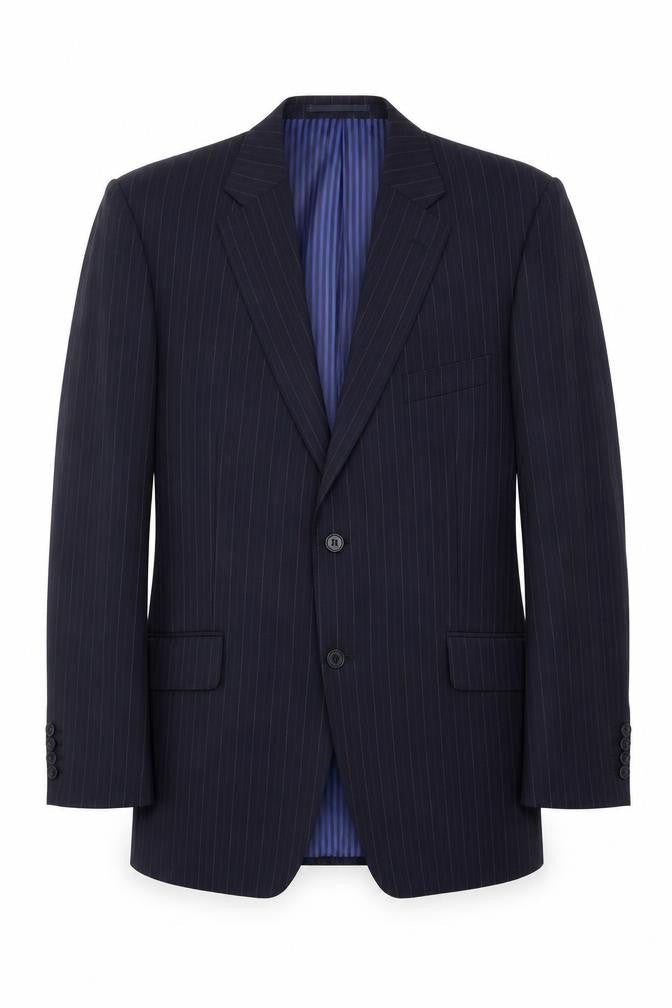 Marks & Spencer Mens Blue Striped Wool Jacket Suit Jacket Size 42 Regular