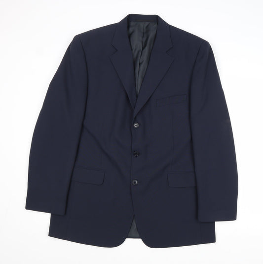 Dimensions Mens Blue Polyester Jacket Suit Jacket Size 40 Regular