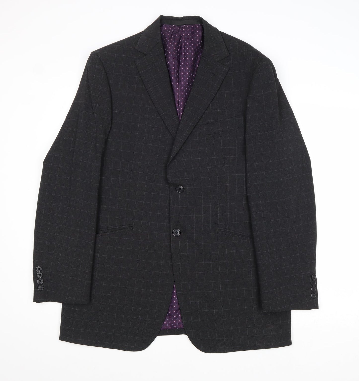 Marks and Spencer Mens Grey Striped Polyacrylate Fibre Jacket Suit Jacket Size 40 Regular