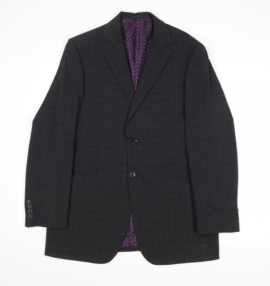 Marks and Spencer Mens Grey Striped Polyacrylate Fibre Jacket Suit Jacket Size 40 Regular