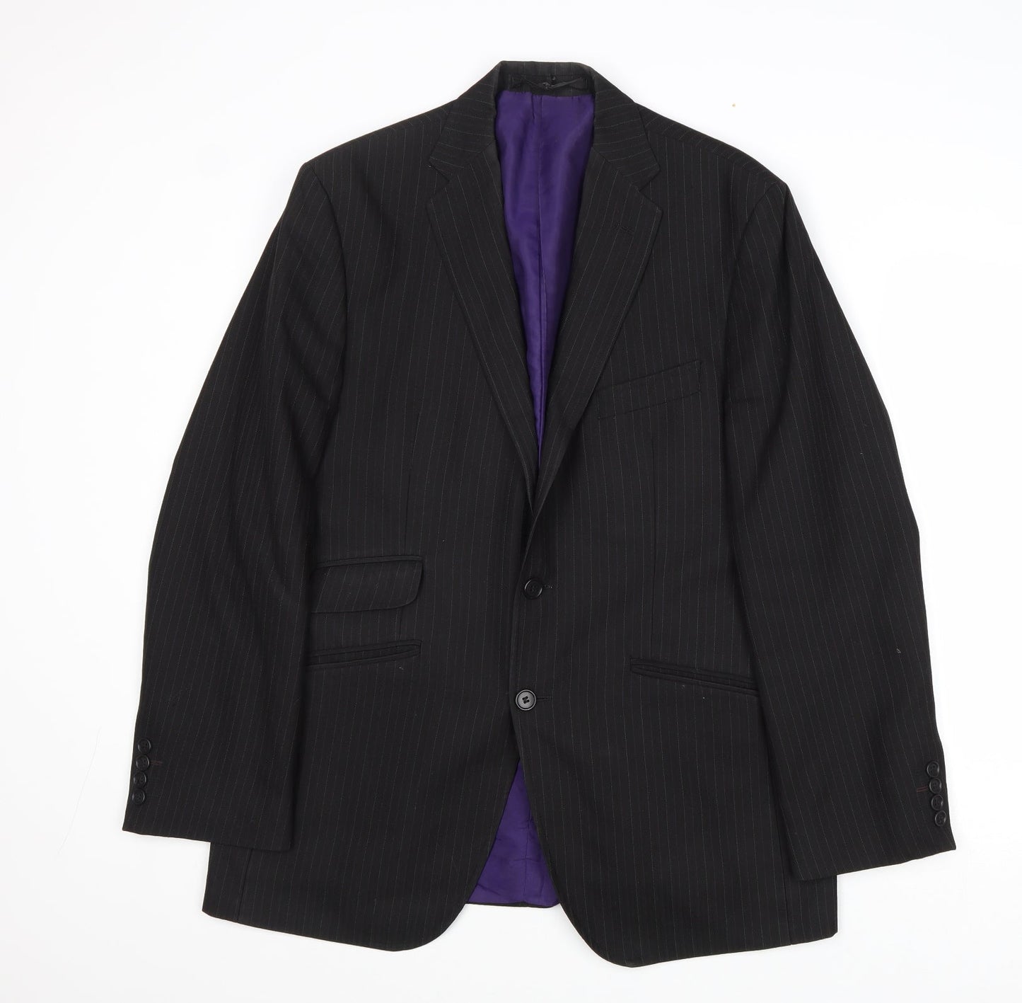 Impressions Mens Black Striped Wool Jacket Suit Jacket Size 40 Regular