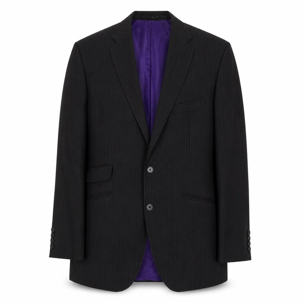 Impressions Mens Black Striped Wool Jacket Suit Jacket Size 40 Regular