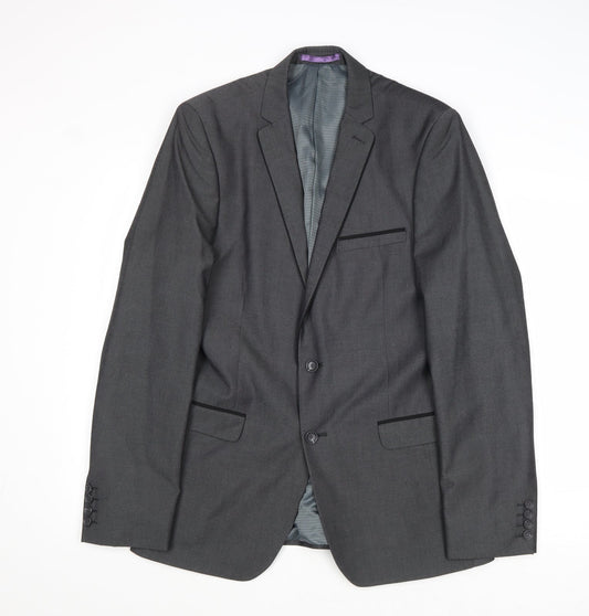Burton Mens Grey Polyester Jacket Suit Jacket Size 40 Regular
