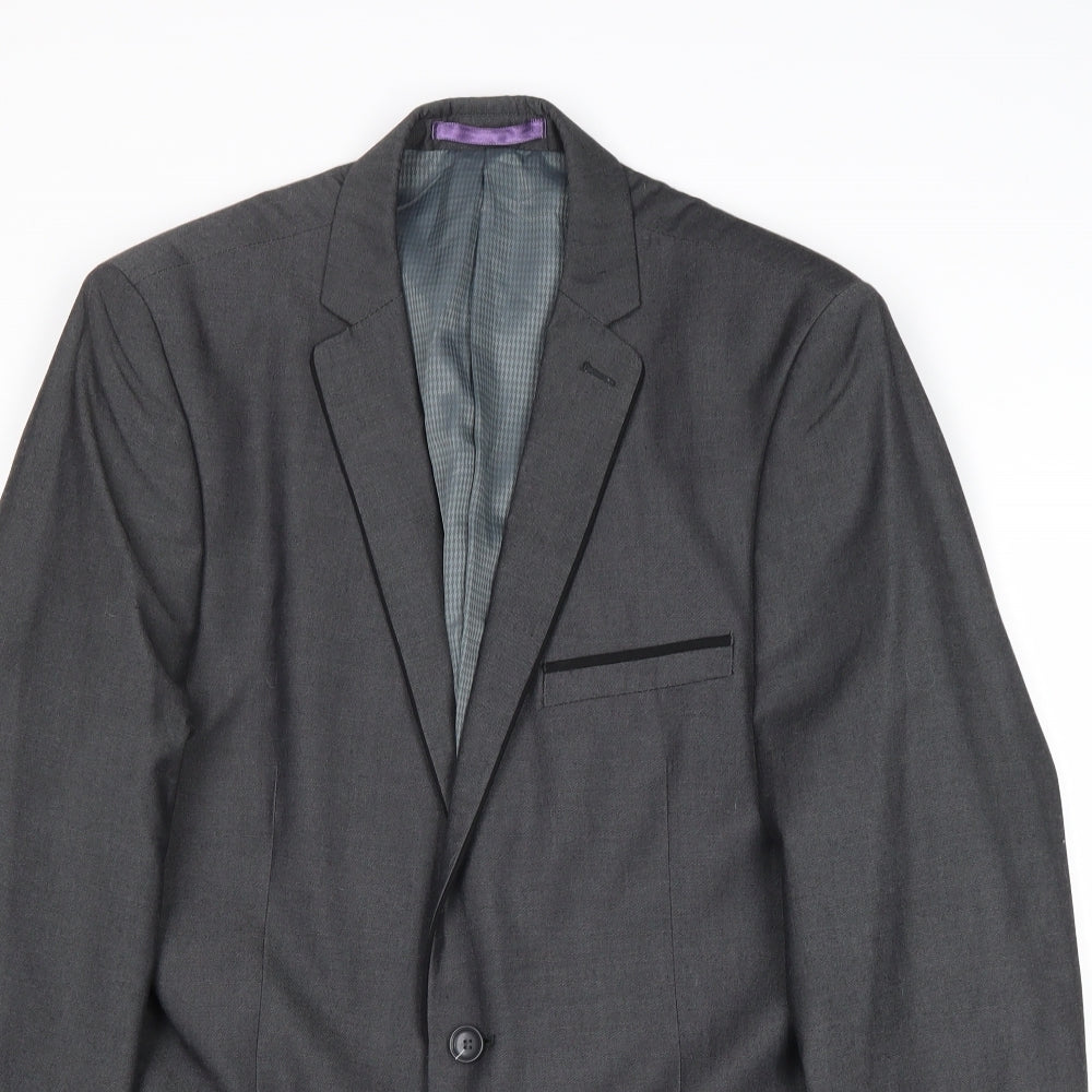 Burton Mens Grey Polyester Jacket Suit Jacket Size 40 Regular