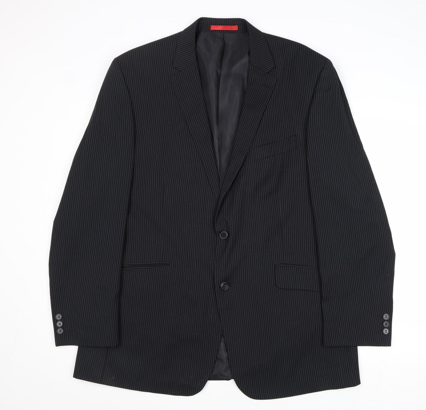 Burton Mens Black Striped Polyester Jacket Suit Jacket Size 44 Regular