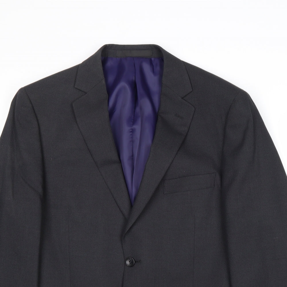 Marks and Spencer Mens Grey Striped Polyester Jacket Suit Jacket Size 40 Regular