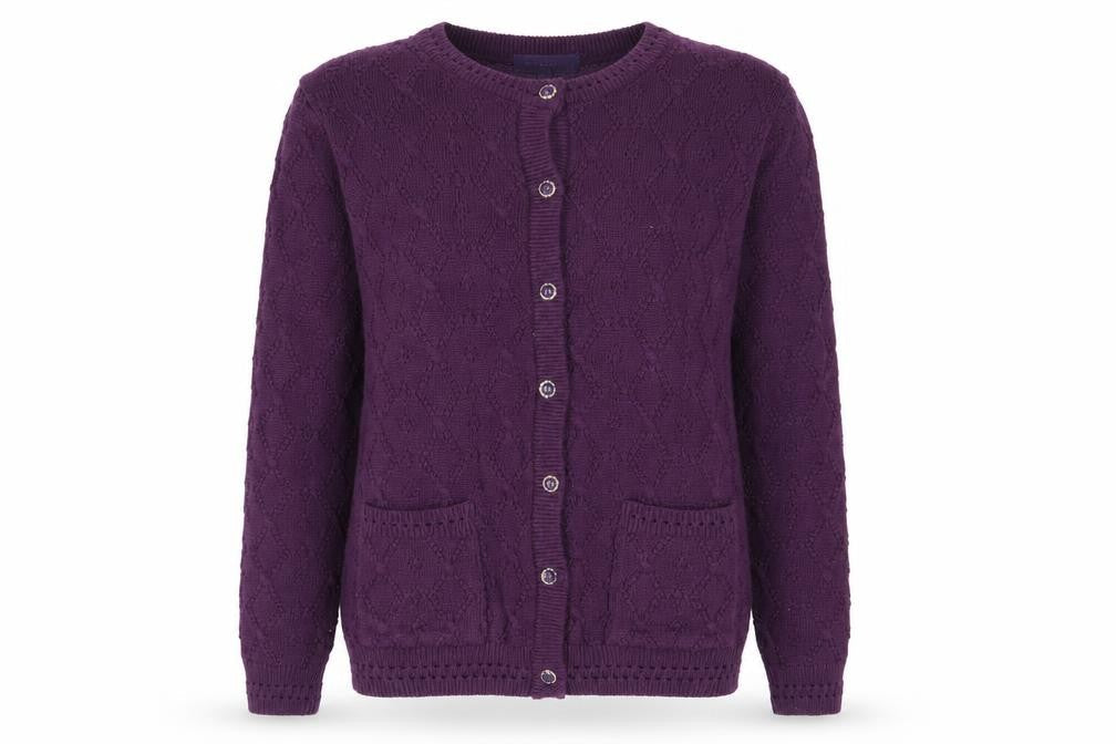 Autonomy Womens Purple Round Neck Polyester Cardigan Jumper Size S