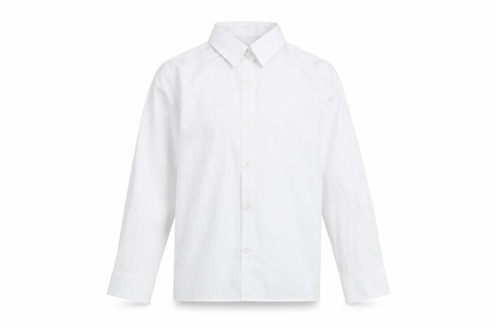 Marks & Spencer Boys White Polyester Basic Button-Up Size 8-9 Years Collared Button