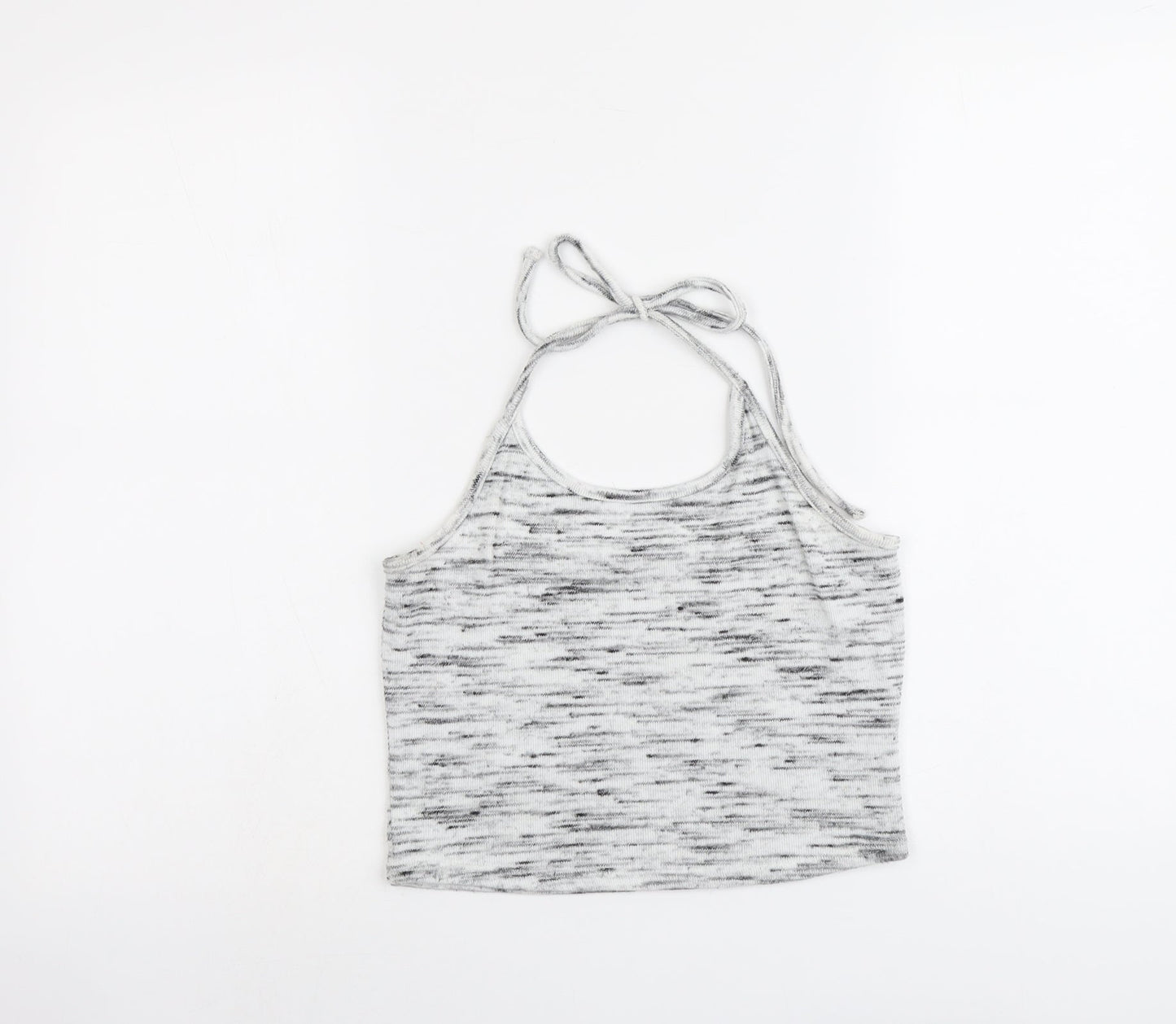 New Look Womens Grey Geometric Polyester Cropped Tank Size M Halter