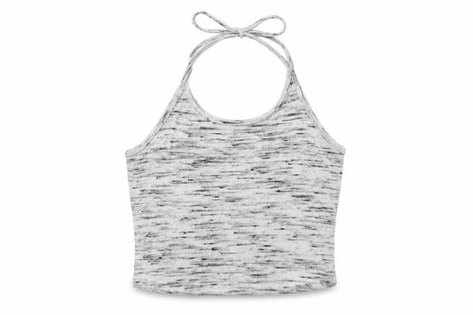 New Look Womens Grey Geometric Polyester Cropped Tank Size M Halter