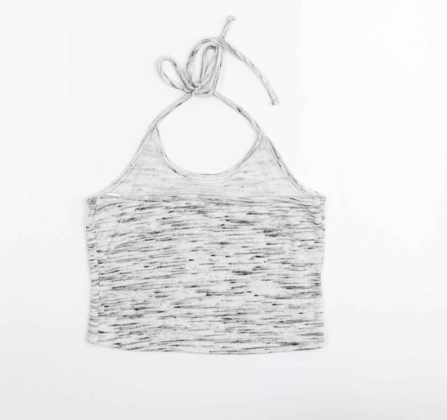 New Look Womens Grey Geometric Polyester Cropped Tank Size M Halter