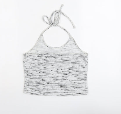 New Look Womens Grey Geometric Polyester Cropped Tank Size M Halter