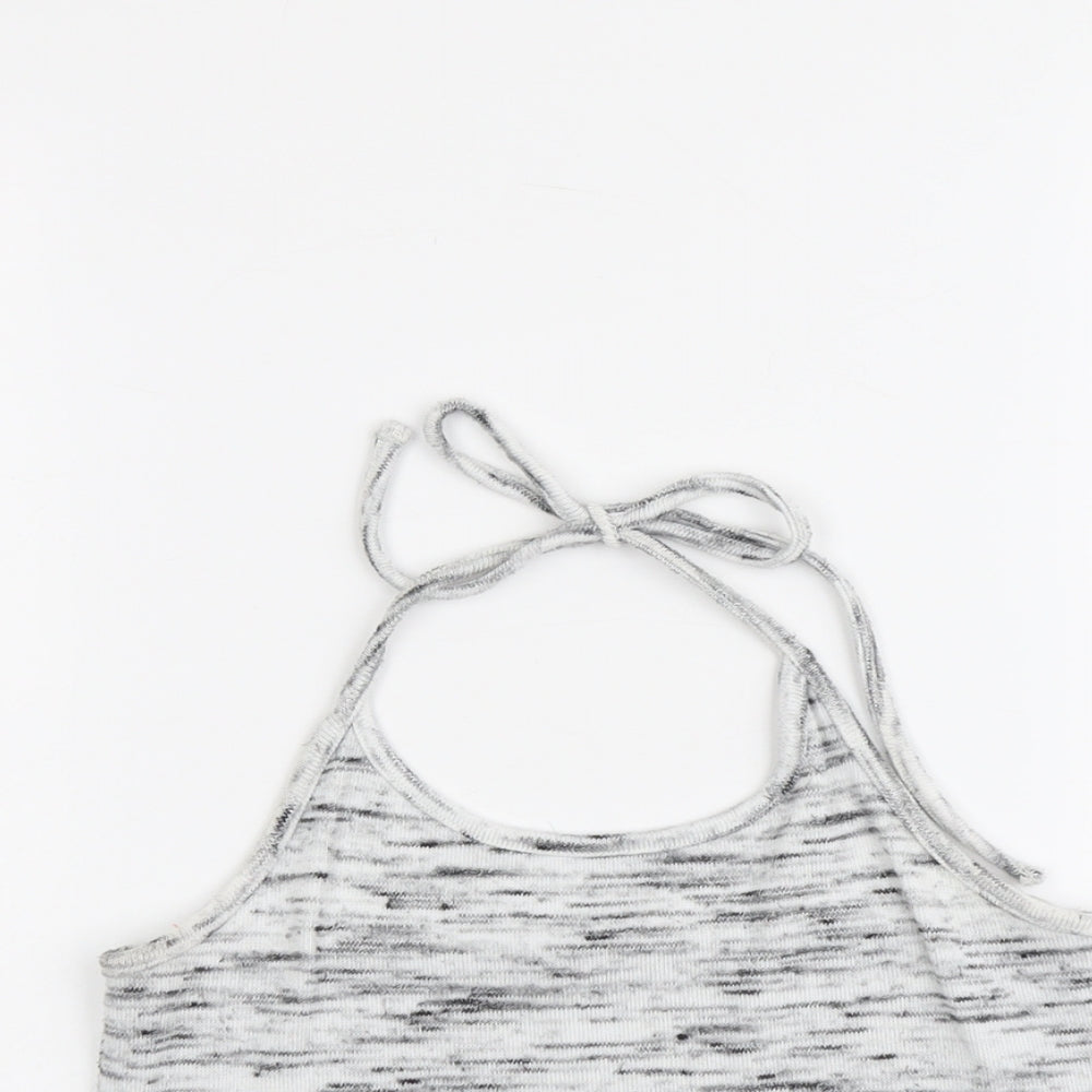 New Look Womens Grey Geometric Polyester Cropped Tank Size M Halter