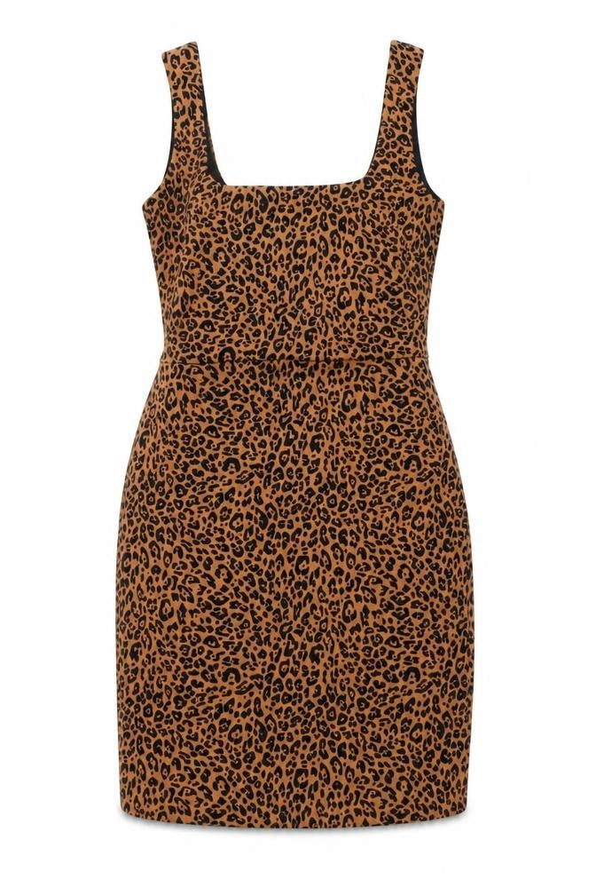 H&M Womens Brown Animal Print Polyester A-Line Size S Square Neck Pullover - Leopard Pattern