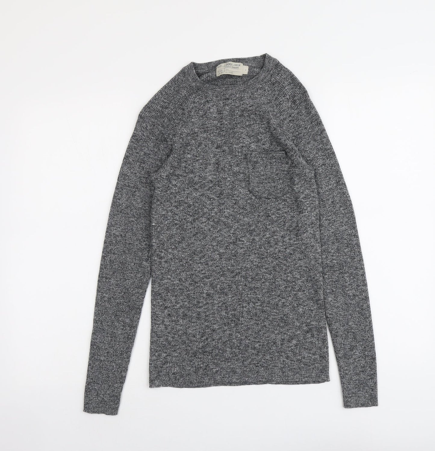 Maison Cinqcent Womens Grey Round Neck Cotton Pullover Jumper Size S