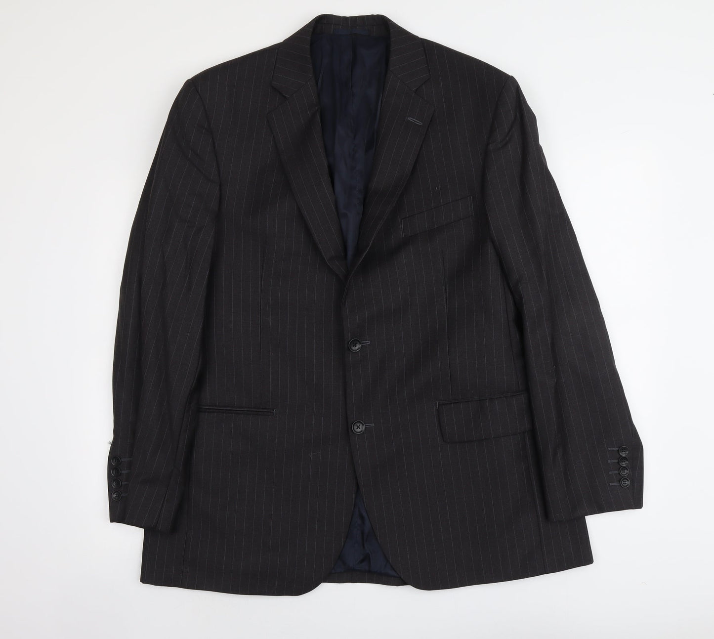 AsutiN Reed Mens Black Striped Wool Jacket Suit Jacket Size L Regular
